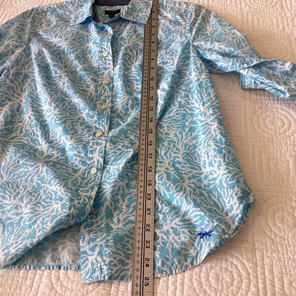 Talbots Blue Coral Button Down Semi Fitted Long Sleeve Casual Shirt Size S - Picture 5 of 8